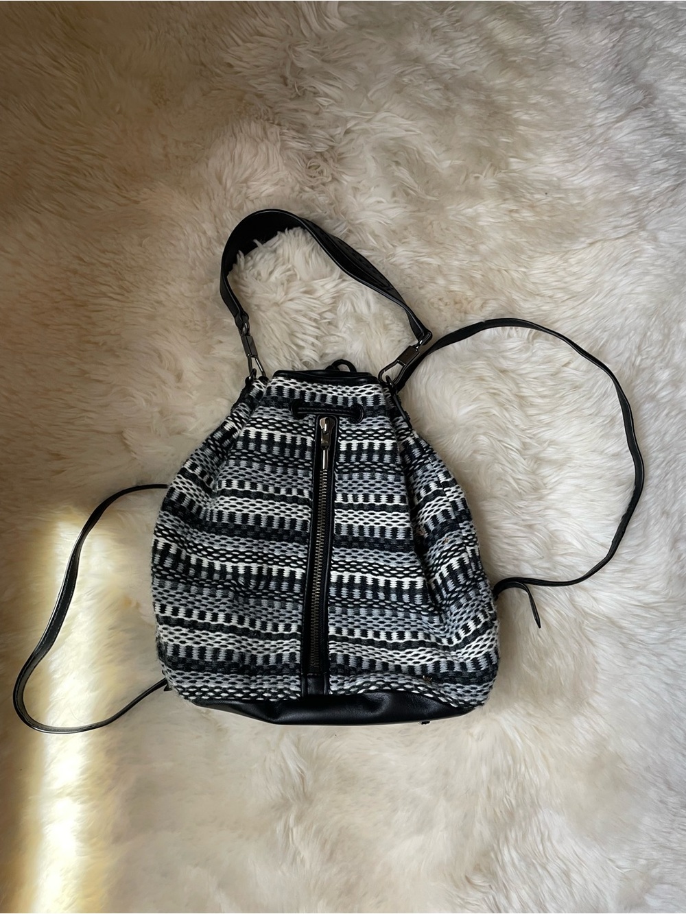 Vintage | rare Elizabeth & James cynnie wool blue & black backpack / bag